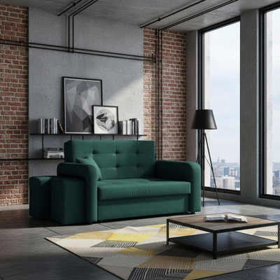 Viva Home Ii Sofa Bed With 2 Ottomans For Living Room Chipboard Polyurethane Foam Metal Legs 158Cm Wide Green Left - image 1