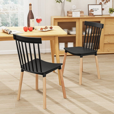 Windsor Dining Chairs Kitchen Armless Side Chairs-Black Set Of 4 - image 1