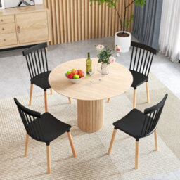 Windsor Dining Chairs Kitchen Armless Side Chairs-Black Set Of 4 - thumbnail 6