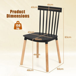 Windsor Dining Chairs Kitchen Armless Side Chairs-Black Set Of 4 - thumbnail 2