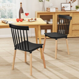 Windsor Dining Chairs Kitchen Armless Side Chairs-Black Set Of 4 - thumbnail 1