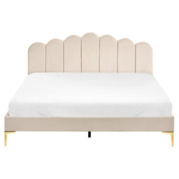 Beliani Bed Velvet Sauvian 160 X 200 Cm (Eu King Size) Beige - thumbnail 5