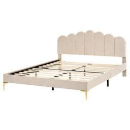 Beliani Bed Velvet Sauvian 160 X 200 Cm (Eu King Size) Beige - thumbnail 4