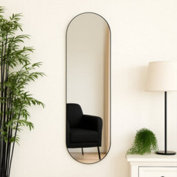Melody Maison Black Oval Wall Mirror 50Cm X 150Cm - thumbnail 2