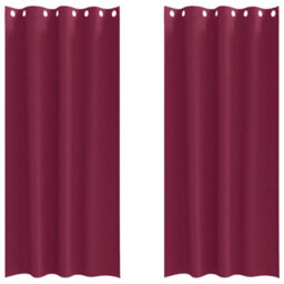 Berkfield Curtains With Curtains 2 Pcs Wine Red 245 X 140 Cm Polyester - thumbnail 2