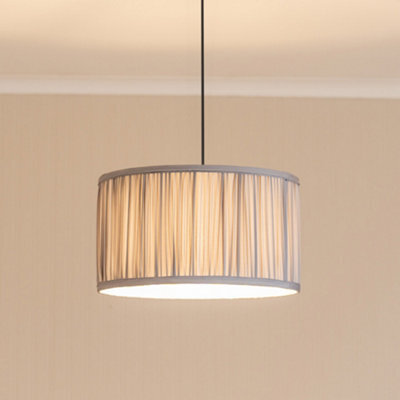 Valuelights Jess Powder Blue Fabric Ruched Pleated Large Drum Shade And Bulb (D)35Cm - image 1