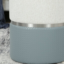 Homcom Round Storage Ottoman Set Of 2, Nesting Footrest Stool, Cream & Grey - thumbnail 8
