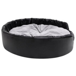Berkfield Luxury Dog Bed Black And Grey 99X89X21 Cm Plush And Faux Leather - thumbnail 5