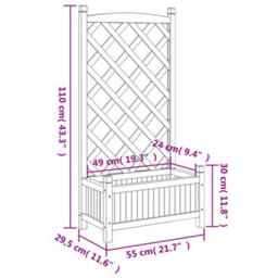 Berkfield Elegant Planter With Trellis Black Solid Wood Fir - thumbnail 8