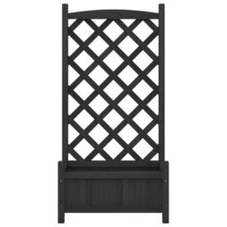 Berkfield Elegant Planter With Trellis Black Solid Wood Fir - thumbnail 4