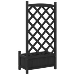 Berkfield Elegant Planter With Trellis Black Solid Wood Fir - thumbnail 6