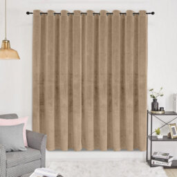 Oxford Homeware Eyelet Velvet Curtains Beige Fully Lined Blackout Thermal Insulated Curtains (W)168Cm X (L)213Cm Single Panel - thumbnail 8
