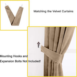 Oxford Homeware Eyelet Velvet Curtains Beige Fully Lined Blackout Thermal Insulated Curtains (W)168Cm X (L)213Cm Single Panel - thumbnail 4