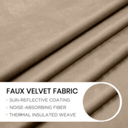 Oxford Homeware Eyelet Velvet Curtains Beige Fully Lined Blackout Thermal Insulated Curtains (W)168Cm X (L)213Cm Single Panel - thumbnail 6