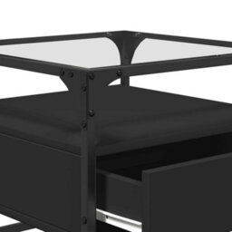 Berkfield Coffee Table With Glass Top Black 50X50X45 Cm Steel - thumbnail 8