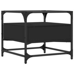 Berkfield Coffee Table With Glass Top Black 50X50X45 Cm Steel - thumbnail 6
