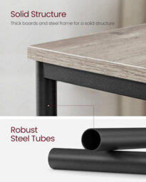 Songmics 3-Tier Side Table, End Table With Sturdy Steel Frame, Industrial Bedside Table, Heather Greige And Classic Black - thumbnail 4