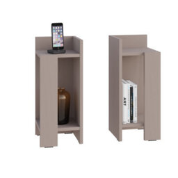 Decortie Elos Modern Narrow Bedside Table Nightstand 2-Piece Set Left Right Module 25Cm Mocha Grey - thumbnail 1