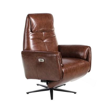 Angel Cerda Luxurious Chocolate Brown Leather Swivel Armchair For Modern Homes - image 1