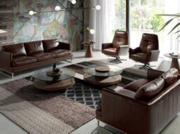 Angel Cerda Luxurious Chocolate Brown Leather Swivel Armchair For Modern Homes - thumbnail 3