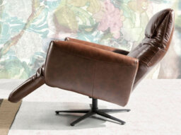 Angel Cerda Luxurious Chocolate Brown Leather Swivel Armchair For Modern Homes - thumbnail 6