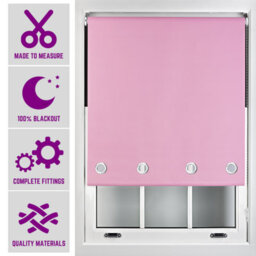 Furnished Made To Measure Blackout Roller Blinds With Big Round Eyelets - Pink Blind (W210Cm (L)210Cm - thumbnail 1