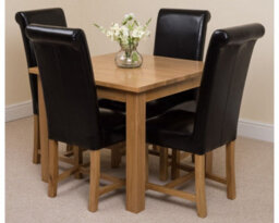 That's Furniture Oslo 90 X 90 Cm Oak Small Dining Table And 4 Chairs Dining Set With Washington Black Leather Chairs - thumbnail 1