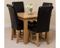 That's Furniture Oslo 90 X 90 Cm Oak Small Dining Table And 4 Chairs Dining Set With Washington Black Leather Chairs - thumbnail 2