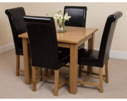 That's Furniture Oslo 90 X 90 Cm Oak Small Dining Table And 4 Chairs Dining Set With Washington Black Leather Chairs - thumbnail 3