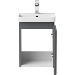 Affine Bathroom Cloakroom Vanity Unit Wash Basin Cabinet Cupboard Storage Grey 400mm - thumbnail 5