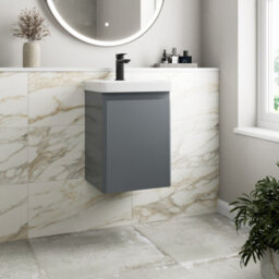 Affine Bathroom Cloakroom Vanity Unit Wash Basin Cabinet Cupboard Storage Grey 400mm - thumbnail 1
