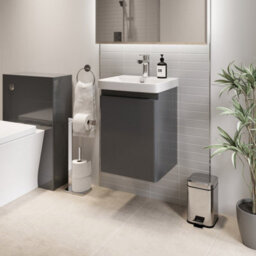 Affine Bathroom Cloakroom Vanity Unit Wash Basin Cabinet Cupboard Storage Grey 400mm - thumbnail 2