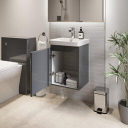 Affine Bathroom Cloakroom Vanity Unit Wash Basin Cabinet Cupboard Storage Grey 400mm - thumbnail 3