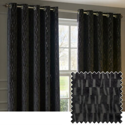 Paoletti Manhattan Velvet Room Darkening Eyelet Curtain Pair, Charcoal, (W) 168 X (D) 137Cm