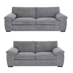 SquareBoxx Capri Jumbo Cord Soft Touch Deep Seated Firm  Fabric Sofa Set, 3+2 Grey - thumbnail 3
