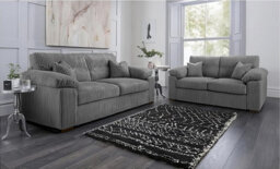 SquareBoxx Capri Jumbo Cord Soft Touch Deep Seated Firm  Fabric Sofa Set, 3+2 Grey - thumbnail 1