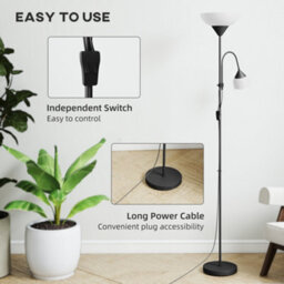 Homcom Mother-Child Floor Lamp Duo Light With 2 Switches And Round Base - thumbnail 6