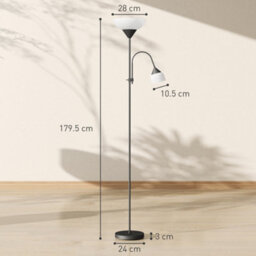 Homcom Mother-Child Floor Lamp Duo Light With 2 Switches And Round Base - thumbnail 3