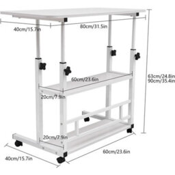 3 Tier White Height Adjustable Small Pc Computer Desk Mobile Overbed - thumbnail 2