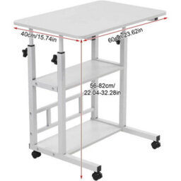 3 Tier White Height Adjustable Small Pc Computer Desk Mobile Overbed - thumbnail 3