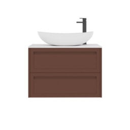 Royal Bathrooms Royal Bathroom Elmore 800mm Terracotta Clay Wall Mounted Countertop Bathroom Vanity Unit 2 Drawer With Cesar Basin - thumbnail 7