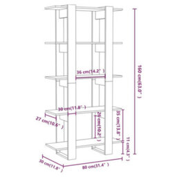 Berkfield Book Cabinet/room Divider Grey Sonoma 80X30X160 Cm Engineered Wood - thumbnail 7