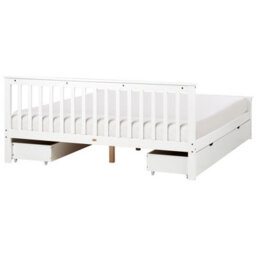 Beliani Bed With 4 Drawers Pine Wood Olendon 180 X 200 Cm (Eu Super King) White - thumbnail 7