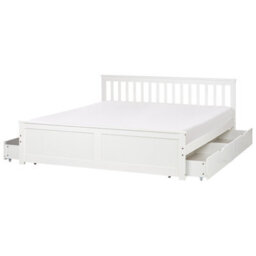 Beliani Bed With 4 Drawers Pine Wood Olendon 180 X 200 Cm (Eu Super King) White - thumbnail 1