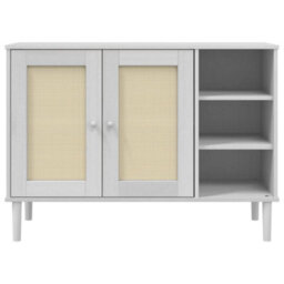 Berkfield Sideboard Senja Rattan Look White 112X40X80Cm Solid Wood Pine - thumbnail 5