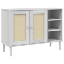 Berkfield Sideboard Senja Rattan Look White 112X40X80Cm Solid Wood Pine - thumbnail 2