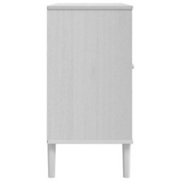 Berkfield Sideboard Senja Rattan Look White 112X40X80Cm Solid Wood Pine - thumbnail 7