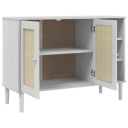 Berkfield Sideboard Senja Rattan Look White 112X40X80Cm Solid Wood Pine - thumbnail 6