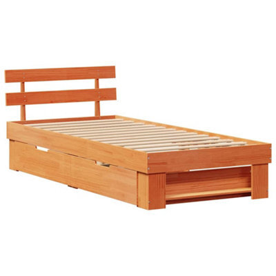Berkfield Modern With Headboard Wax Brown 90 X 200 Cm Solid Pine Wood - image 1