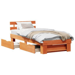 Berkfield Modern With Headboard Wax Brown 90 X 200 Cm Solid Pine Wood - thumbnail 3